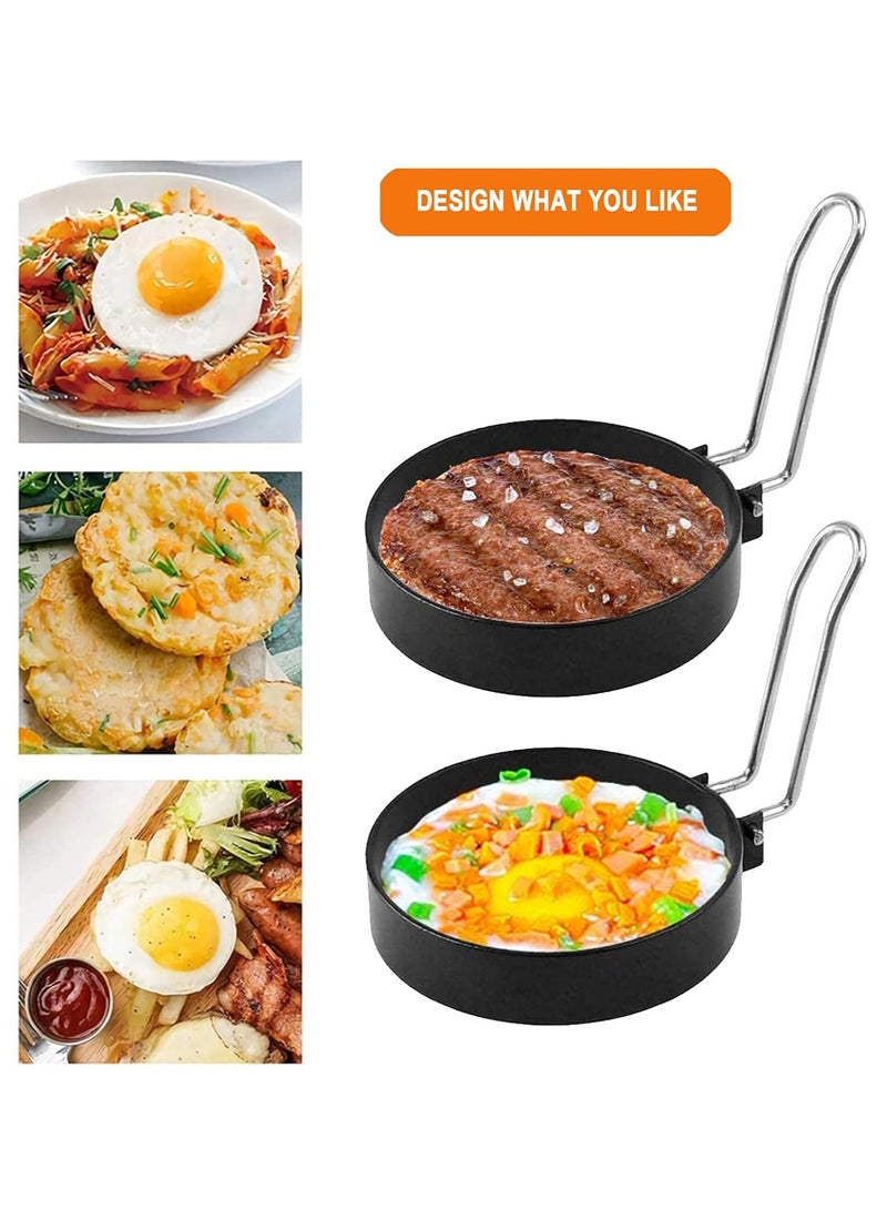 4 حزمة الفولاذ المقاوم للصدأ البيض الدائري قوالب مع غير عصا المعادن المشكل الدوائر للبيض المقلي - Image 3