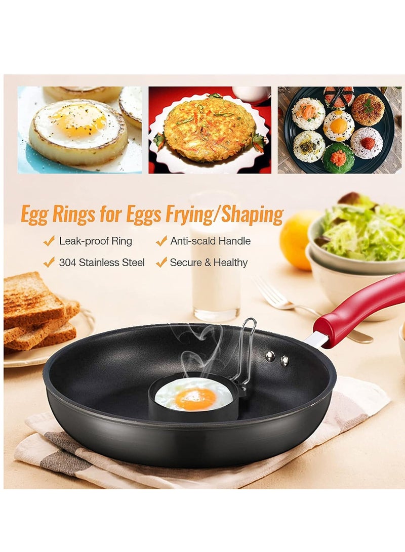 4 حزمة الفولاذ المقاوم للصدأ البيض الدائري قوالب مع غير عصا المعادن المشكل الدوائر للبيض المقلي - Image 5