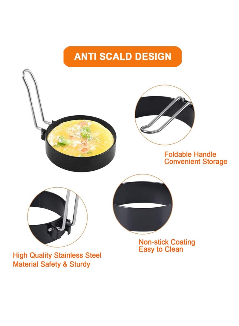 4 حزمة الفولاذ المقاوم للصدأ البيض الدائري قوالب مع غير عصا المعادن المشكل الدوائر للبيض المقلي - Image 4