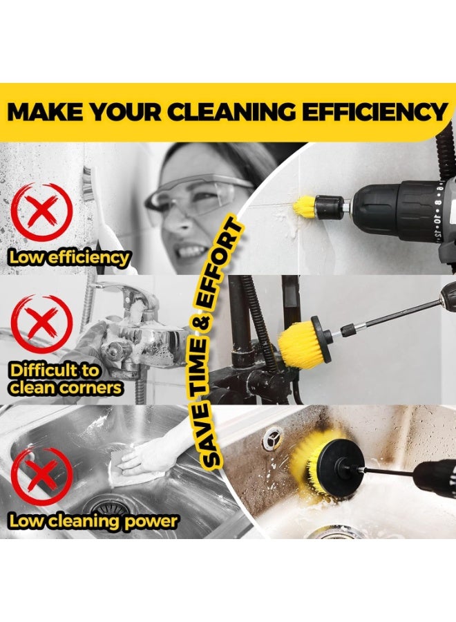 6Pack Drill Brush Power Scrubber Cleaning Brush Extended Long Attachment Set All Purpose Drill Scrub Brushes Kit for Grout, Floor, Tub, Shower, Tile, Bathroom and Kitchen Surface - Image 4