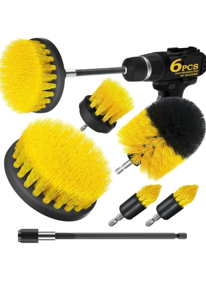 6Pack Drill Brush Power Scrubber Cleaning Brush Extended Long Attachment Set All Purpose Drill Scrub Brushes Kit for Grout, Floor, Tub, Shower, Tile, Bathroom and Kitchen Surface - Image 1