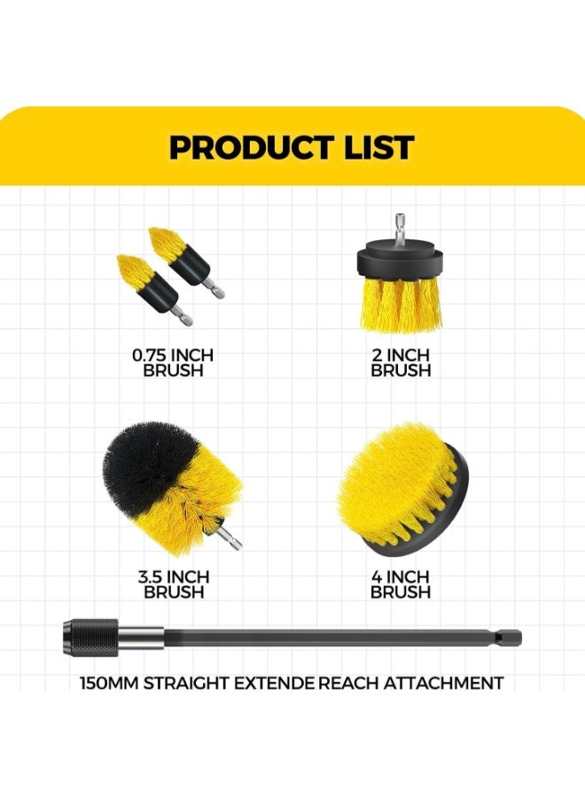 6Pack Drill Brush Power Scrubber Cleaning Brush Extended Long Attachment Set All Purpose Drill Scrub Brushes Kit for Grout, Floor, Tub, Shower, Tile, Bathroom and Kitchen Surface - Image 2