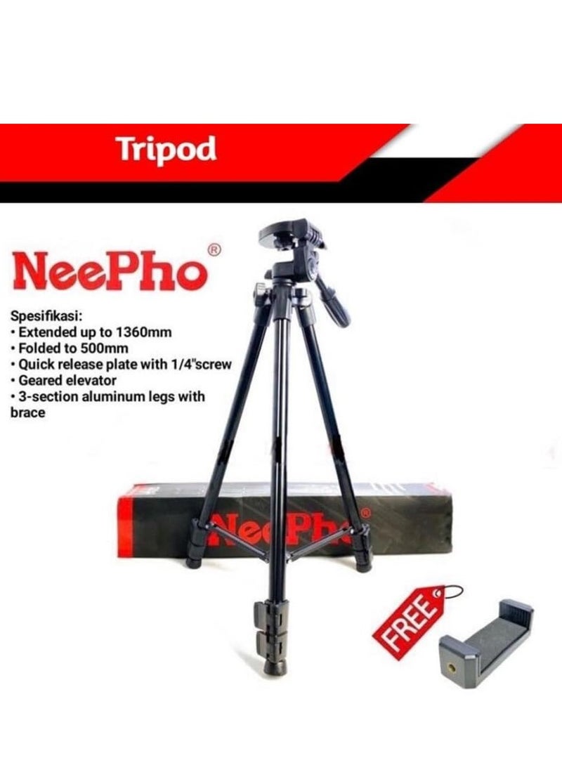 NeePho - Professional Tripod NP-3180 Quality Holder HP/Camera ABS+PC DSLR Universal Extended Up to 1360mm Folded to 500mm Quick Release Plate with 1/4" Screw - Image 1