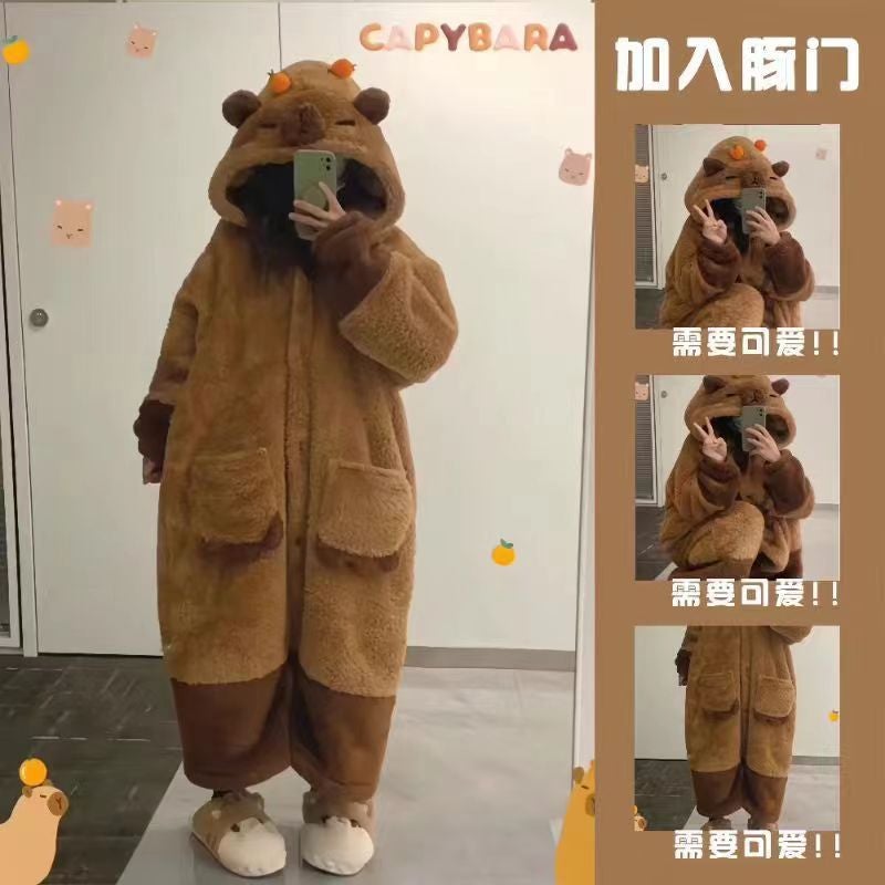Stitch Nightgown Winter Long-Haired Comfortable Cotton Velvet Melody Big-Eyed Boy Home Clothes Thickeneded Can Be Worn Outside Blue Boy Nightgown - Image 3
