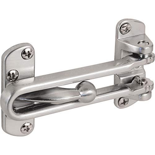 Defender Security Prime-Line U 9901 Swing Bar Lock for Hinged Swing-In Doors – Secondary Security Lock for Door & Security, 3-7/8 in. Bar Length, Diecast Zinc Construction, Brushed Chrome Finish (Single Pack) - Image 1