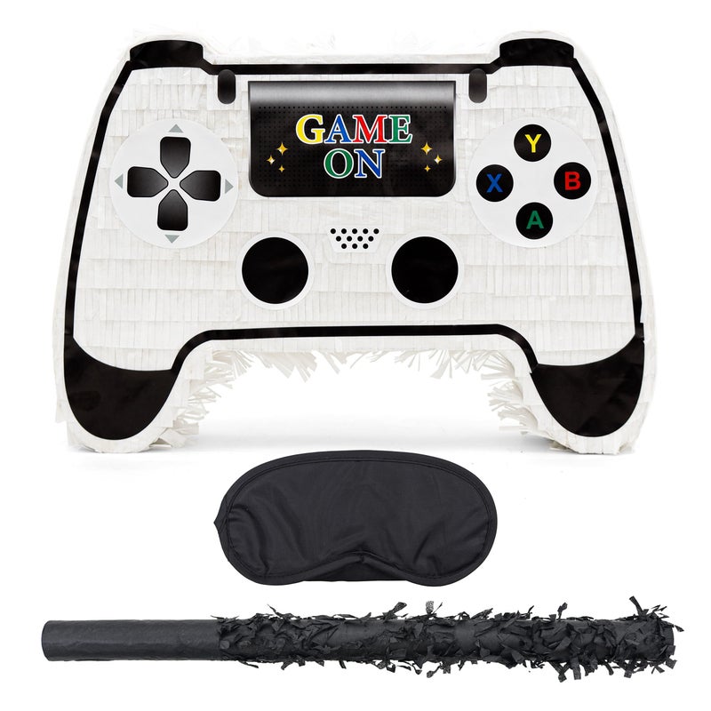 Birchio White Game Controller Pinatas Bundle with a Blindfold and a Bat165 x 12 x 35 Inches Perfect for kids Birthday Parties Mexican Theme Parties Decorations - Image 3