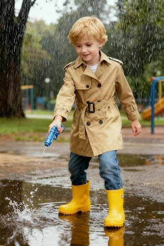 Betusline Boys Waterproof Trench Coat Rain Jackets Double Breasted Classic Belted Overcoat Outwear Dress Coats,1# khaki,13-14 Years = Tag 170 - Image 2