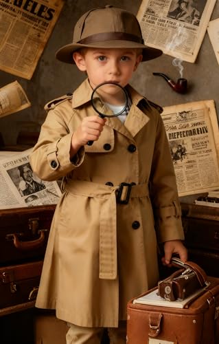 Betusline Boys Waterproof Trench Coat Rain Jackets Double Breasted Classic Belted Overcoat Outwear Dress Coats,1# khaki,13-14 Years = Tag 170 - Image 3