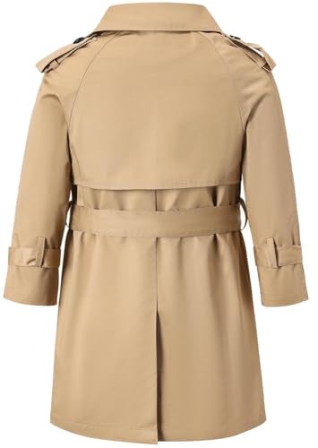 Betusline Boys Waterproof Trench Coat Rain Jackets Double Breasted Classic Belted Overcoat Outwear Dress Coats,1# khaki,13-14 Years = Tag 170 - Image 4