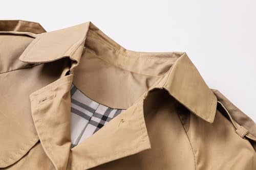 Betusline Boys Waterproof Trench Coat Rain Jackets Double Breasted Classic Belted Overcoat Outwear Dress Coats,1# khaki,13-14 Years = Tag 170 - Image 5