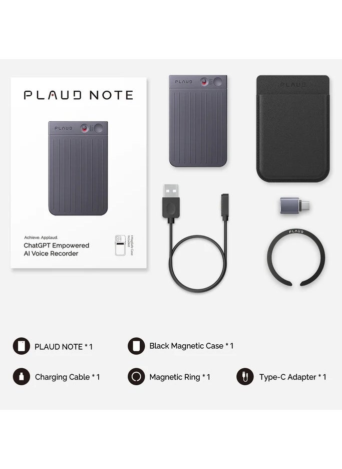 PLAUD - PLAUD Note Smart Voice Recorder, Audio Recorder with Transcribe & Summarize Empowered by ChatGPT, App Control, 64GB Memory, Perfect for Calls, Meetings, Interviews - Image 1