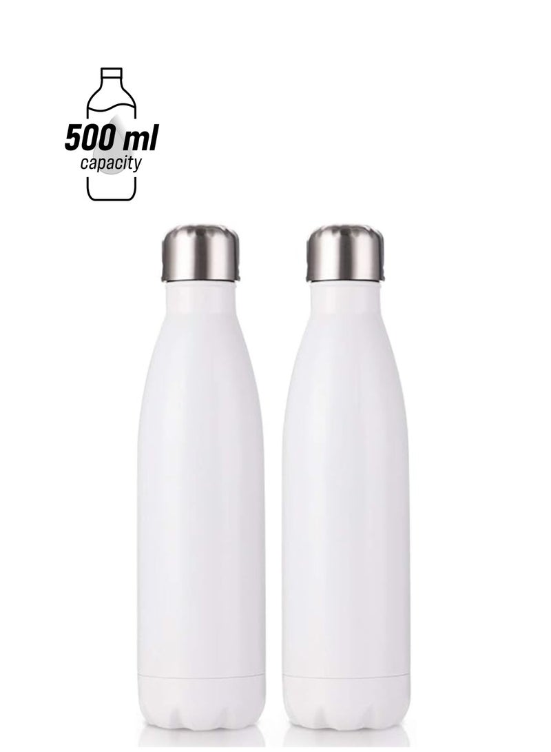 Vitacelli 500ML Stainless Steel Vacuum Insulated Water Bottle Cola Shape Bottle Keep 12 Hours Cold & Hot Reusable Metal Leak-Proof Sports Flask Pack Of 2  - Image 1