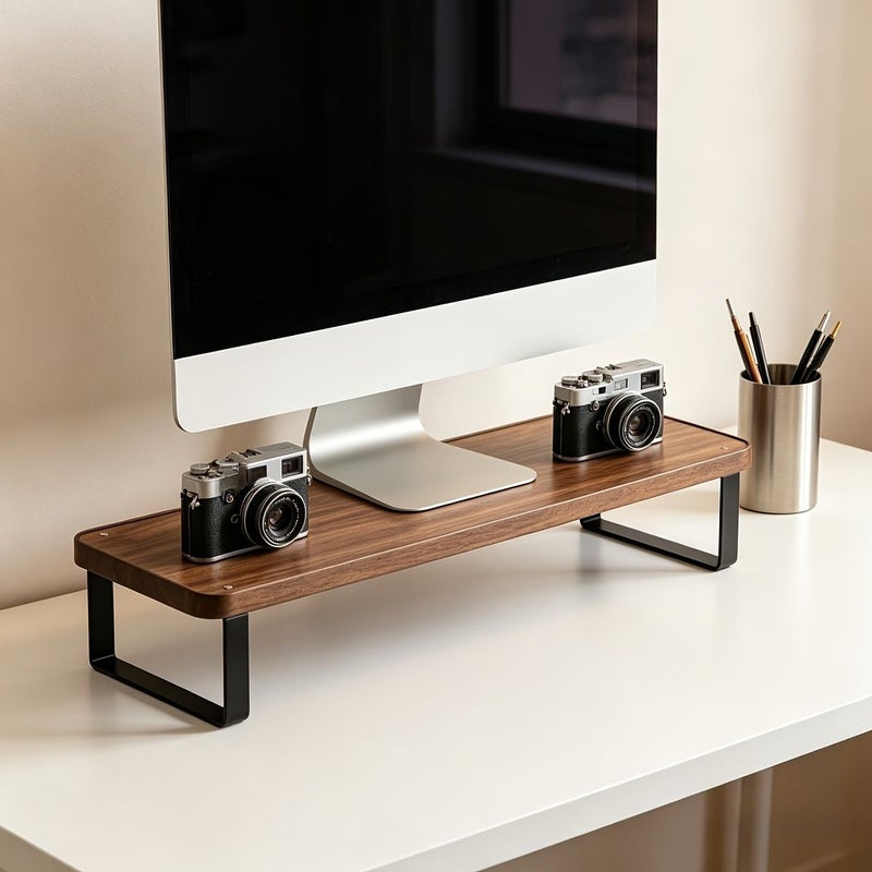 1pc Monitor Stand Riser Desktop Organizer Shelf For Computer Screen Laptop Keyboard Printer Elevated Desk Shelf For Home Office Gaming Setup Space Saving - Image 3
