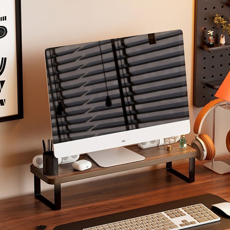 1pc Monitor Stand Riser Desktop Organizer Shelf For Computer Screen Laptop Keyboard Printer Elevated Desk Shelf For Home Office Gaming Setup Space Saving - Image 1