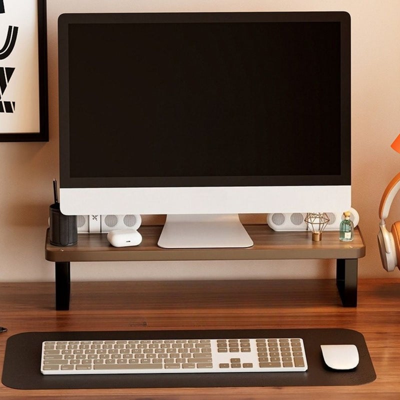 1pc Monitor Stand Riser Desktop Organizer Shelf For Computer Screen Laptop Keyboard Printer Elevated Desk Shelf For Home Office Gaming Setup Space Saving - Image 4