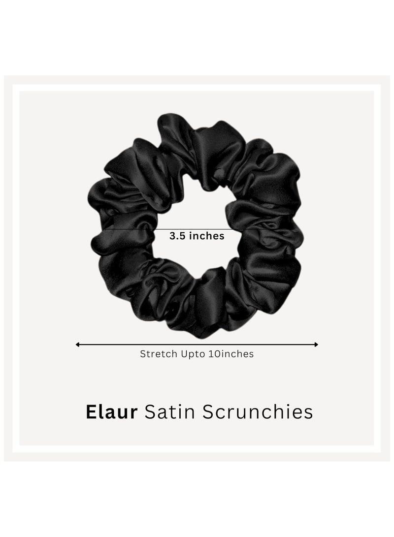 ELAUR Silk Scrunchies Satin for Women Girls | No Frizz No Crease | Soft Hair Accessories| Large Hair Ties Scrunchy | Black Elastic Hair Band | Pack of 6 (Midnight) - Image 2