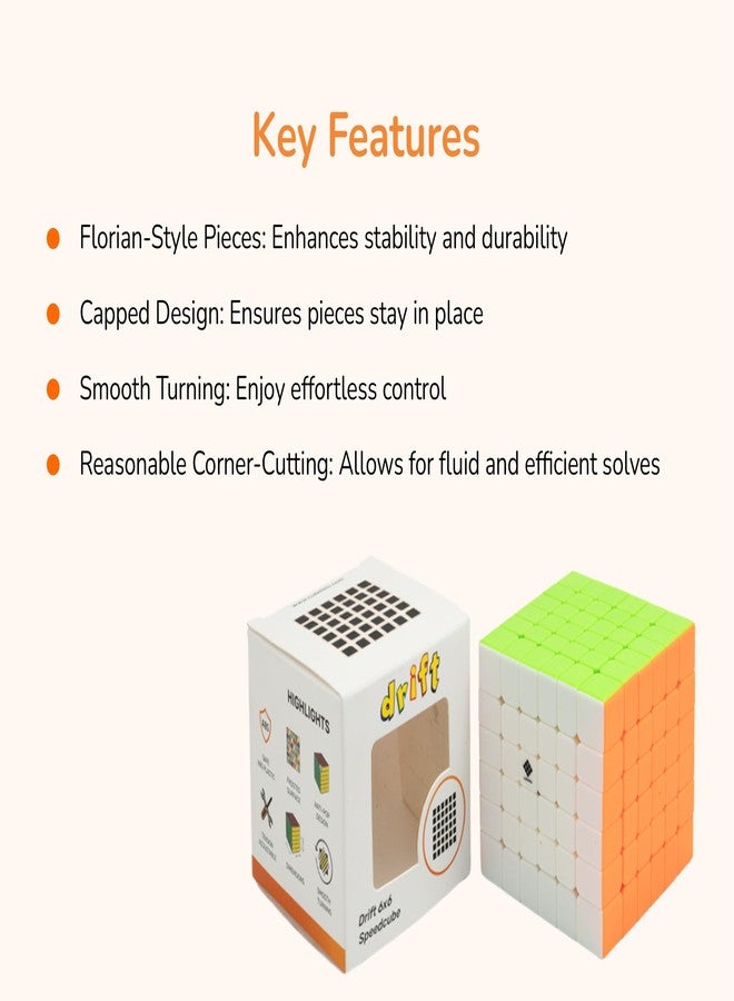 Cubelelo Drift 6x6 Stickerless Speed Cube Magic Puzzle for Kids & Adults | Advanced Level Speedcube | Speedy Stress Buster Brainstorming Cube - Image 3