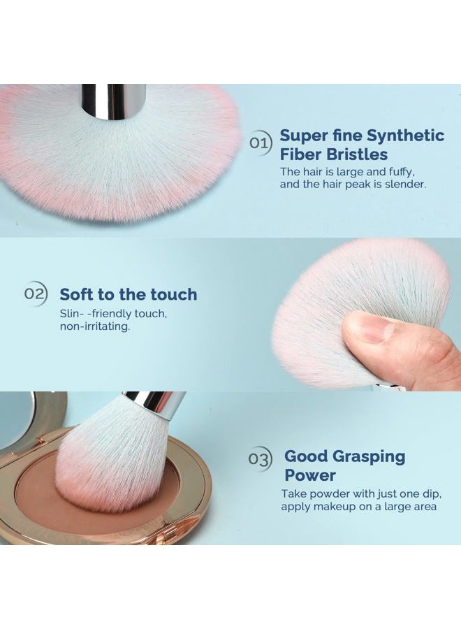 DUAIU Makeup Brushes DUAIU 16pcs Professional Makeup Brush with Makeup Sponge Set Premium Synthetic Foundation Kabuki Eyebrow Concealers Blending Eye Shadow Brushes Make up Tool Kit (Blue) - Image 3