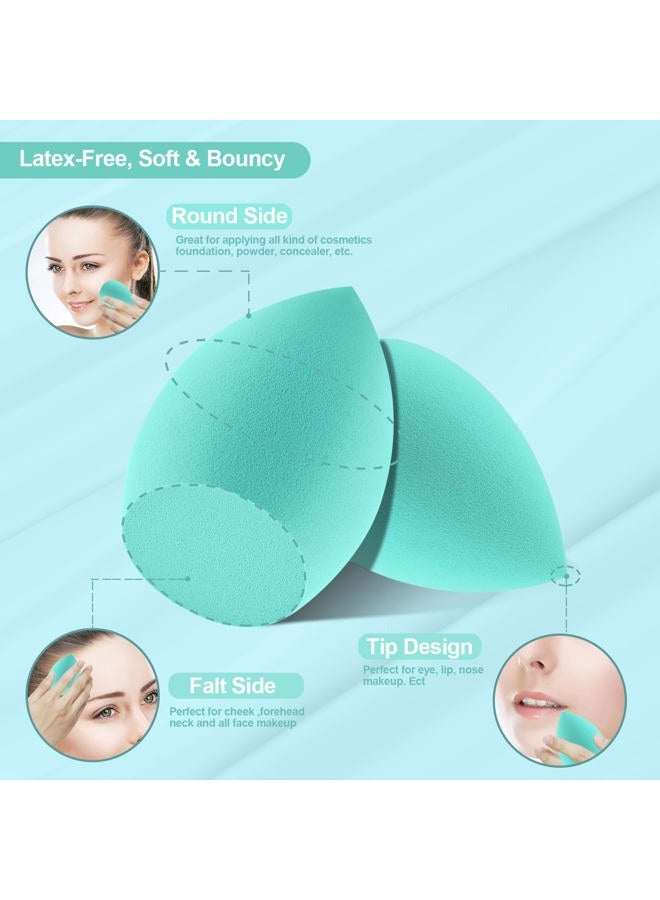 DUAIU Makeup Brushes DUAIU 16pcs Professional Makeup Brush with Makeup Sponge Set Premium Synthetic Foundation Kabuki Eyebrow Concealers Blending Eye Shadow Brushes Make up Tool Kit (Blue) - Image 5