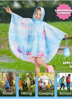 WAWSAM Lightweight Kids Rain Poncho Reusable Toddler Raincoat Waterproof Girls Rain Jacket  - Image 4