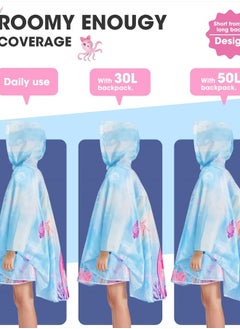 WAWSAM Lightweight Kids Rain Poncho Reusable Toddler Raincoat Waterproof Girls Rain Jacket  - Image 2