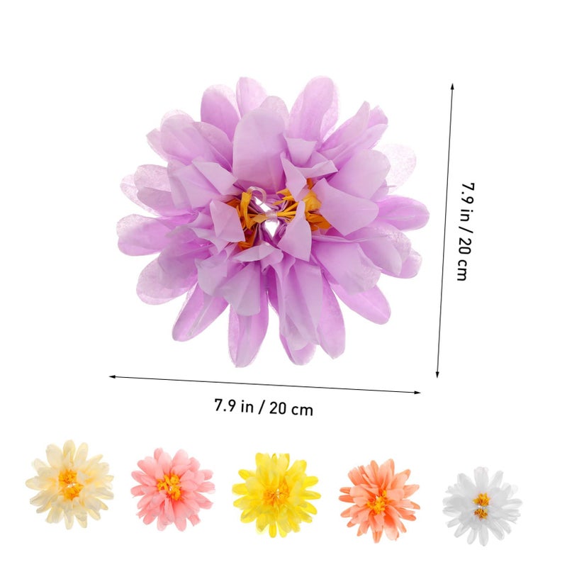 6 Pcs Paper Daisy Floral Garland Hanging Wall Decor For Wedding Party Backdrop Indoor Outdoor - Image 3