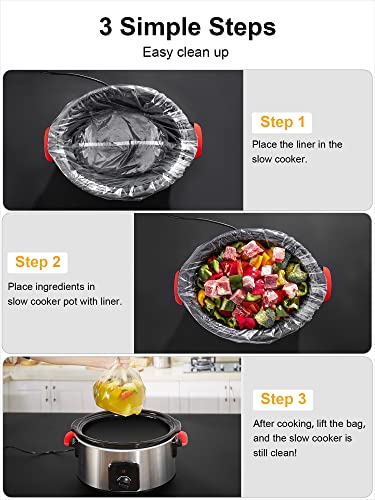 SMARTAKE Slow Cooker Liners, Large Size 13"x 21" Disposable Cooking Bags, Fit 3QT to 8QT for Slow Cooker, Cooking Trays, Suitable for Oval & Round Pots, 30 Liners - Image 5