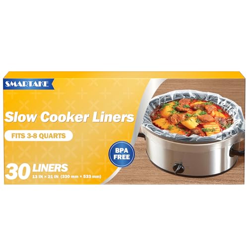 SMARTAKE Slow Cooker Liners, Large Size 13"x 21" Disposable Cooking Bags, Fit 3QT to 8QT for Slow Cooker, Cooking Trays, Suitable for Oval & Round Pots, 30 Liners - Image 1
