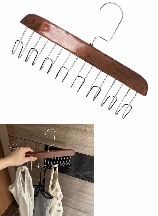 Multifunctional hanger with 8 hanging hooks made of stainless steel (brown) - Image 1