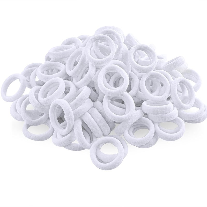 QRTVI 120 Pcs Baby Hair Ties, Cotton Toddler Hair Ties for Girls and Kids, Multicolor Small Seamless Hair Bands Elastic Ponytail Holders (White) - Image 3