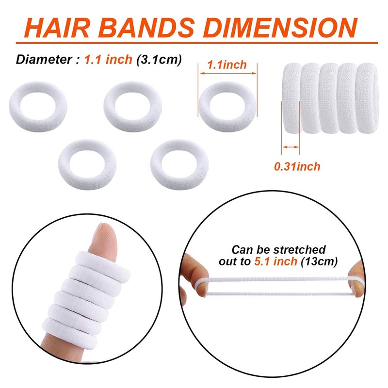 QRTVI 120 Pcs Baby Hair Ties, Cotton Toddler Hair Ties for Girls and Kids, Multicolor Small Seamless Hair Bands Elastic Ponytail Holders (White) - Image 2
