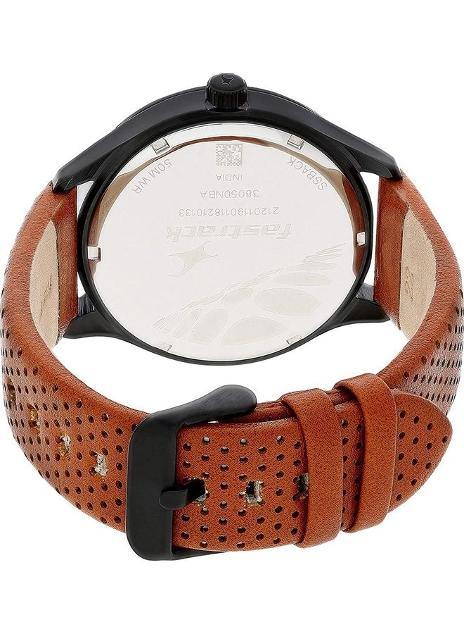 fastrack Men LOOPHOLES BLACK DIAL LEATHER STRAP WATCH - Image 2