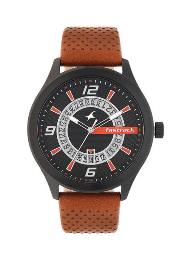fastrack Men LOOPHOLES BLACK DIAL LEATHER STRAP WATCH - Image 1