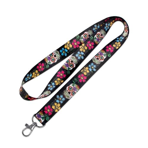 Lucky Line Lanyard with Swivel Snap, Sugar Skull Design (C210), 17 ¼” Long Without The Attachment, ¾” inch Wide - Image 1