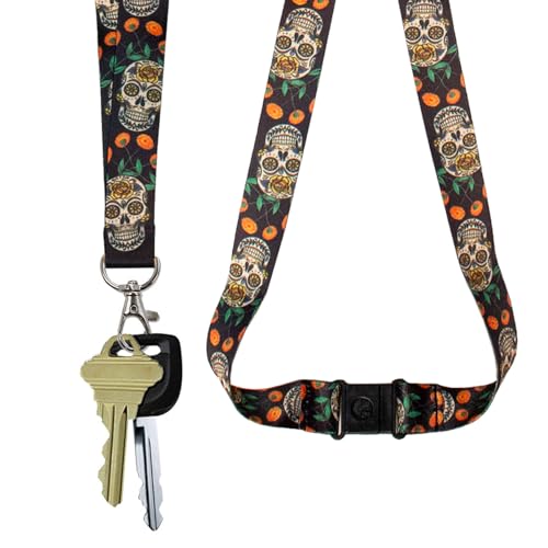 Lucky Line Lanyard with Swivel Snap, Sugar Skull Design (C210), 17 ¼” Long Without The Attachment, ¾” inch Wide - Image 2