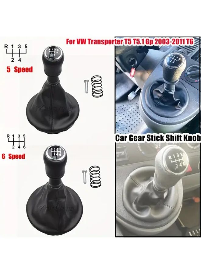 Faux Pu Leather Shift Knob 5 Speed For VW Transport T5 T5.1 T6 GP 2003 2011 - Image 4