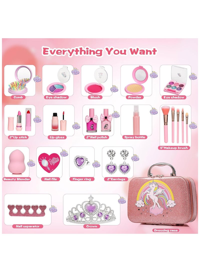 أوزيغالور مجموعة مكياج أطفال للبنات قابلة للغسل | غير سامة ويسيلة الإزالة | مجموعة مكياج أميرة وهدايا عيد ميلاد وكريسماس للأعمار 5-10 سنوات - Image 2