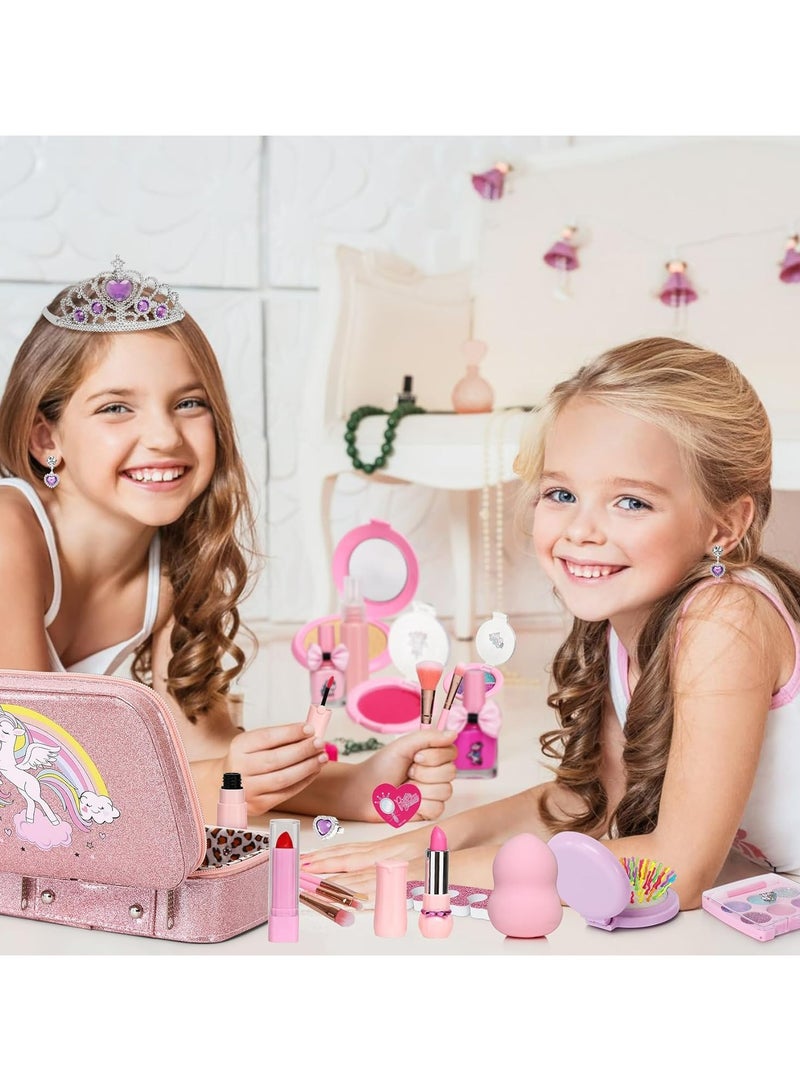 أوزيغالور مجموعة مكياج أطفال للبنات قابلة للغسل | غير سامة ويسيلة الإزالة | مجموعة مكياج أميرة وهدايا عيد ميلاد وكريسماس للأعمار 5-10 سنوات - Image 4