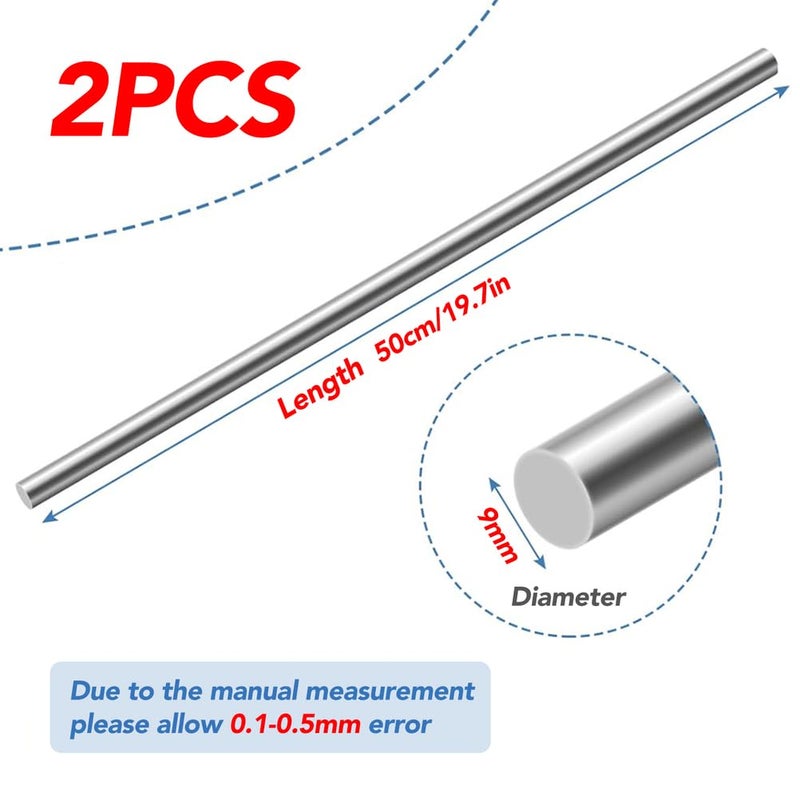 316L Stainless Steel Solid Round Bar Stock 9mm Diameter 2 Pieces 50cm Silver - Image 3