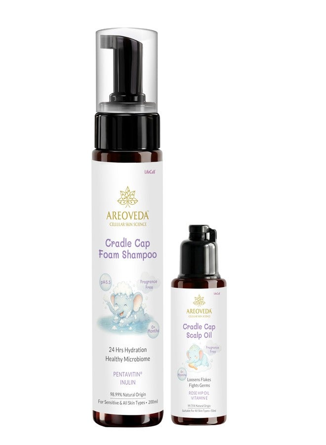AreoVeda Cradle Cap Duo | Loosens & Washes Away Cradle Cap Flakes | Ecocert Certified | Cellularly Proven - Image 1