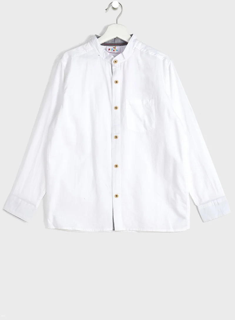 Pinata Boys Solid Chinese Collar Shirt