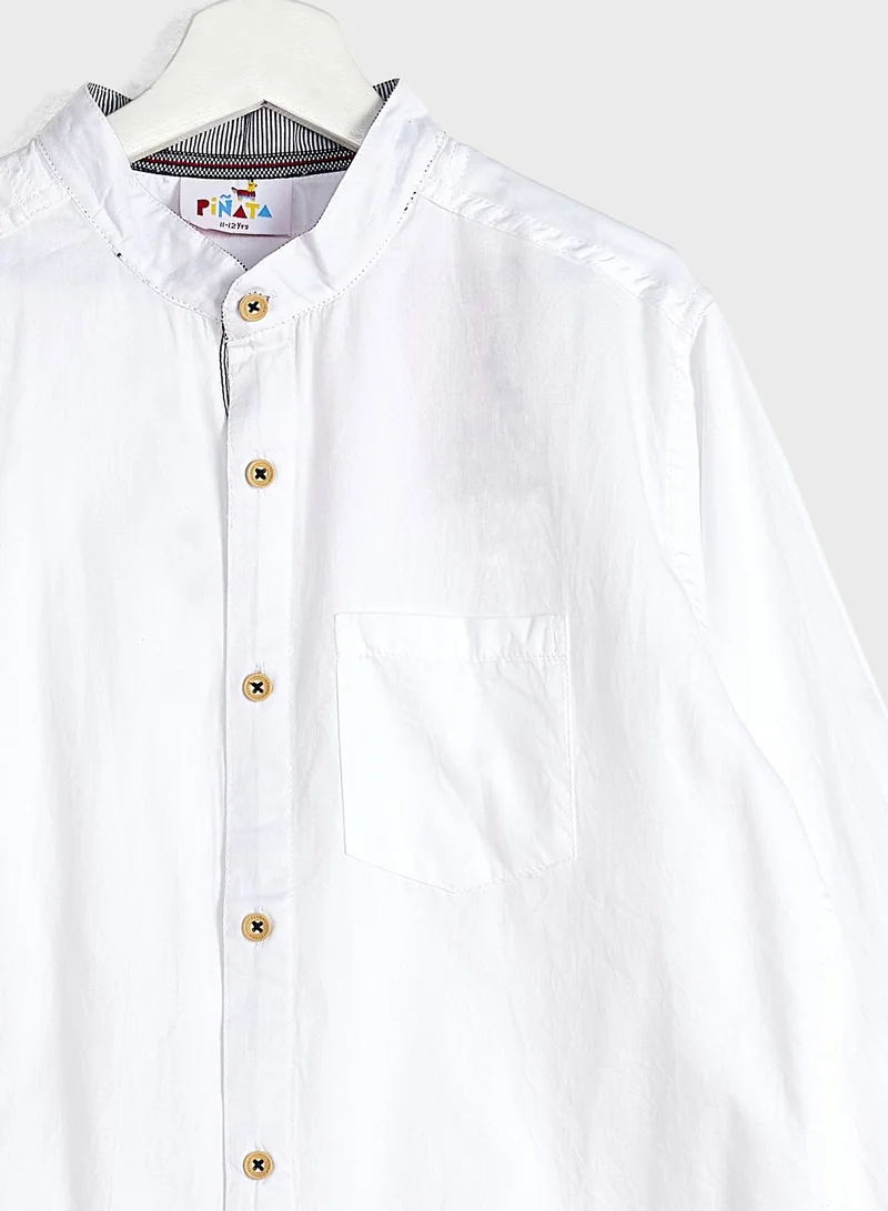 Pinata Boys Solid Chinese Collar Shirt