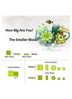 KASTWAVE Mini Bricks Bonsai Model Simulation Succulent Plant Set, Creative DIY Flower Particle Botanical Collection Construction Building Blocks Toy  - Image 2