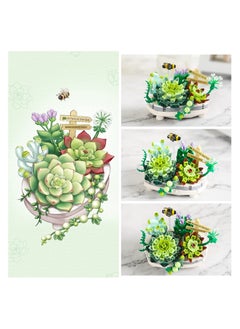 KASTWAVE Mini Bricks Bonsai Model Simulation Succulent Plant Set, Creative DIY Flower Particle Botanical Collection Construction Building Blocks Toy  - Image 3