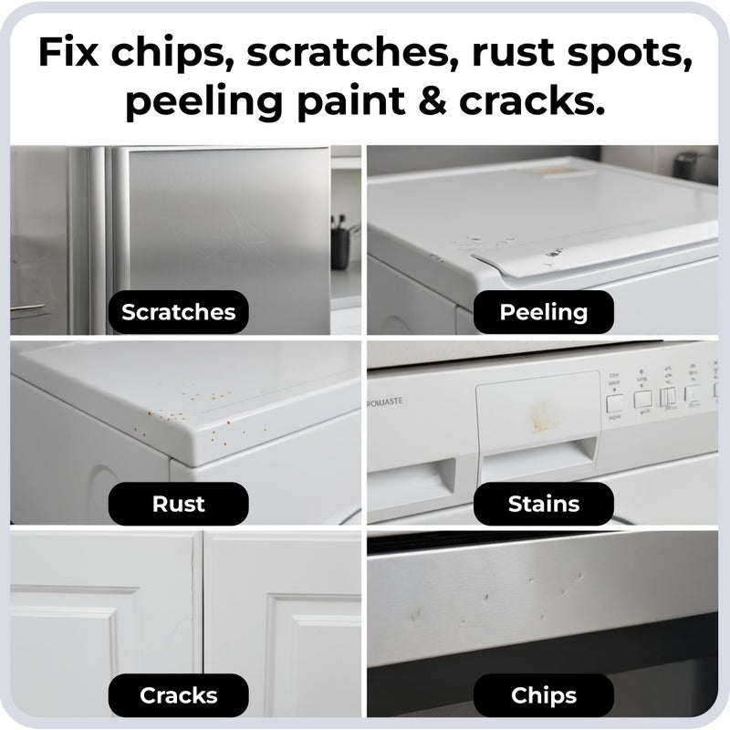 spot. High-Gloss White Touch Up Paint â€“ Porcelain and Appliance Repair for Chips, Stains, Scratches, and Cracks on Fridges, Microwaves, Dishwashers, Dryers, Tiles, and Metal Surfaces â€“ 1 fl oz - Image 5