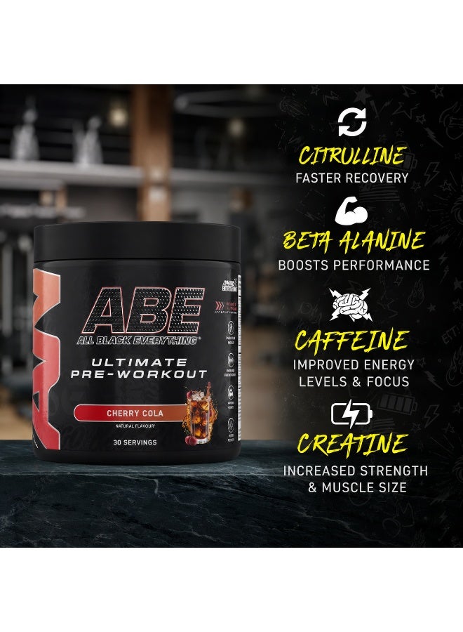 أبلايد نيوتريشن Applied Nutrition ABE All Black Everything مسحوق Pre-Workout بنكهة Cherry Cola، 200 مجم كافيين مع Creatine وCitrulline وBeta-Alanine، 375 جم، 30 حصة - Image 2