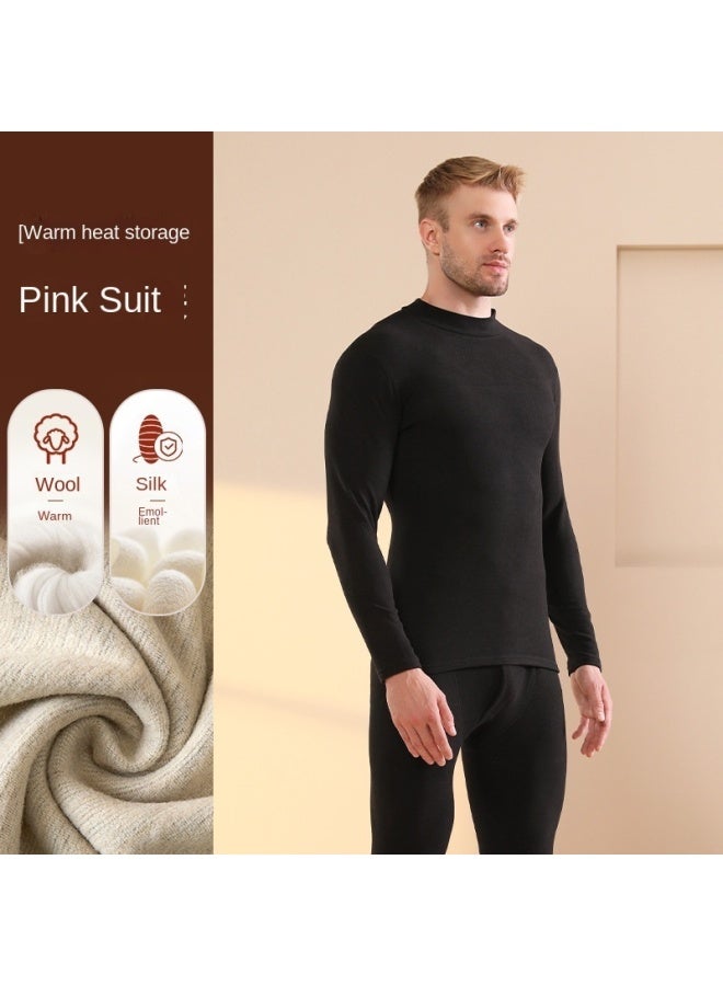 ملابس داخلية حرارية للرجال من كشمير حرير قطن سميك لونغ جونز ملابس شتوية دافئة من الف fleece مجموعة ملابس داخلية ساخنة - Image 1