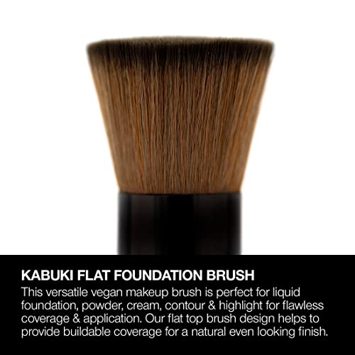 Palladio Flat Kabuki Brush Professional Makeup Brush for Foundation Face Blush Powder Cream Contour Highlight Synthetic Bristles Provide Buildable Coverage for a Natural Even Looking Finish - Image 3
