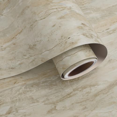 VaryPaper Beige Slate Marble Contact Paper for Countertops Waterproof Matte Marble Peel and Stick Wallpaper for Kitchen Bathroom Removable Self Adhesive Marble Sticker Countertop Vinyl 157x787 - Image 1