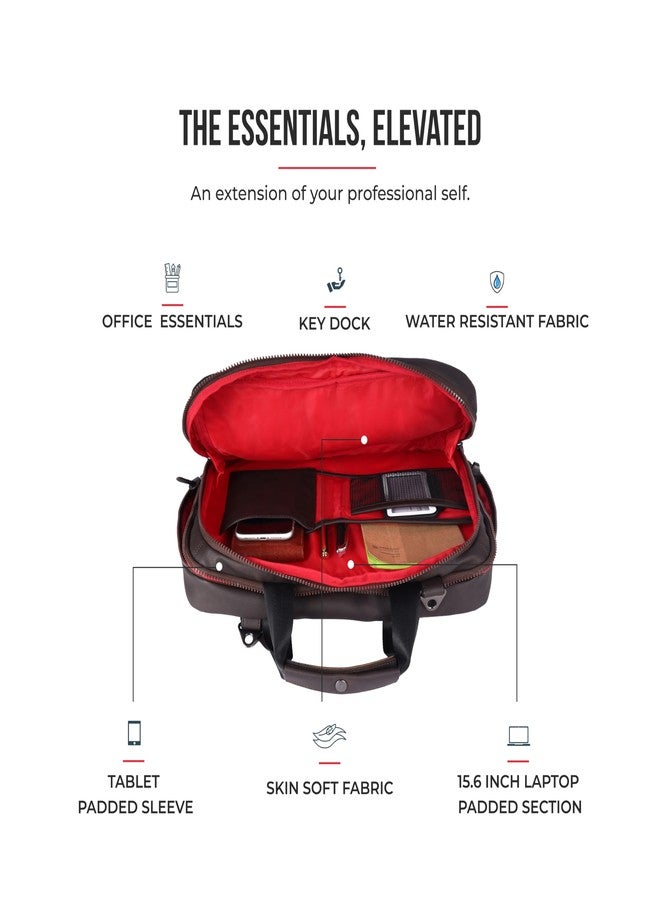 Gear Professional 16L/12" Small Faux Leather Water Resistant Laptop Briefcase/Office Bag/Laptop Messenger Bag for Men/Women(Brown-Black) - Image 4